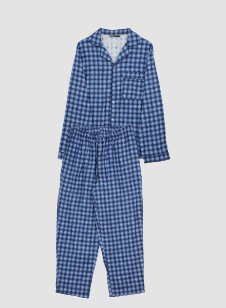 Pijama hombre retro franela Azul