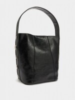 Bolso De Mano Con Detalles De Piel negro
