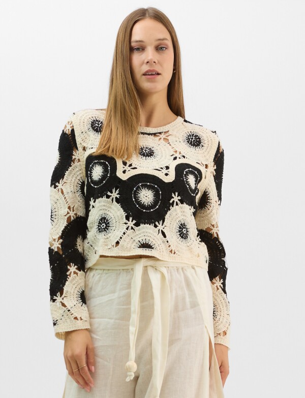 Buzo Crochet NEGRO/CRUDO