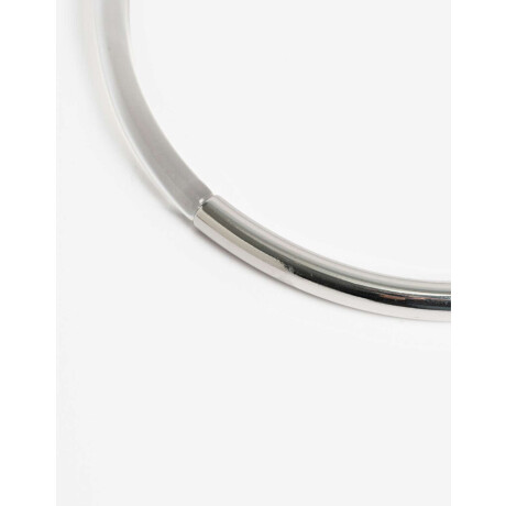 Collar Corto Metal Y Acrilico Plateado Rodio