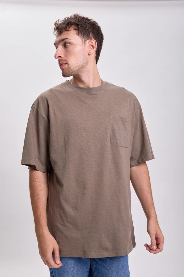 Remera slub bolsillo Verde