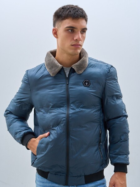 CAMPERA OXX 82261 CUELLO PIEL GRIS