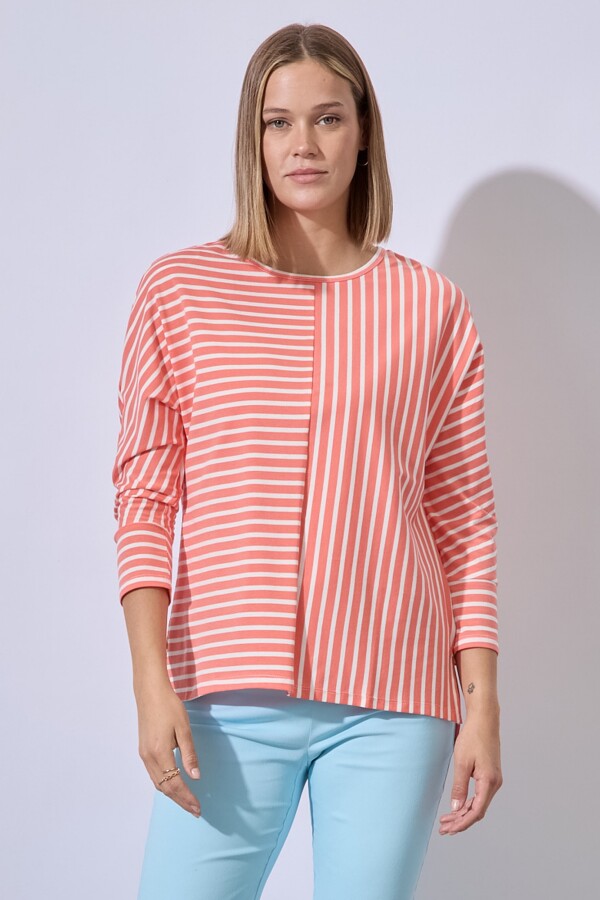 Remera Algodon Lineas CORAL
