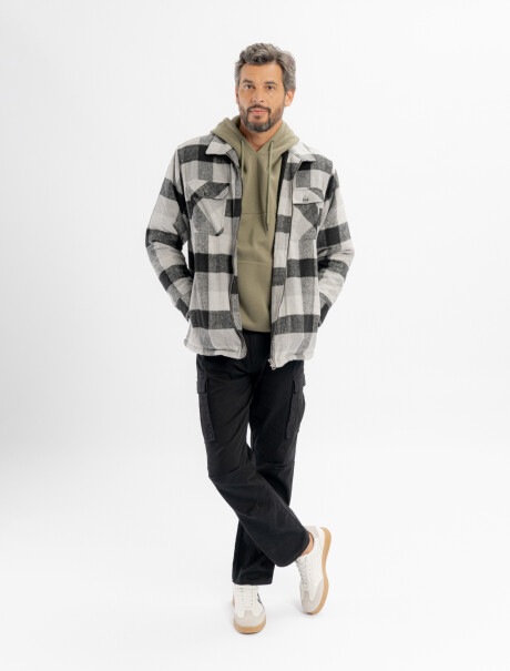 Sobrecamisa cuadros de sherpa gris