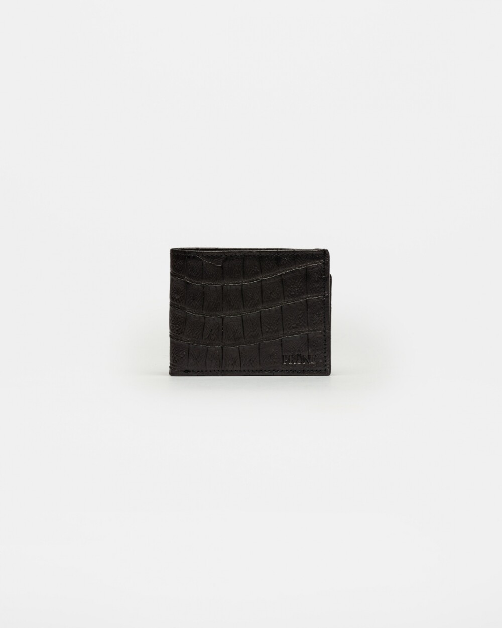Billetera De Hombre Bernard En Cuero Grabado Croco Negro
