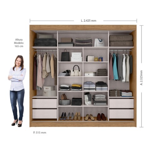 Ropero Seúl Premium – 2 Puertas Corredizas 100% MDF Freijó/Off White Ropero Seúl Premium – 2 Puertas Corredizas 100% MDF Freijó/Off White