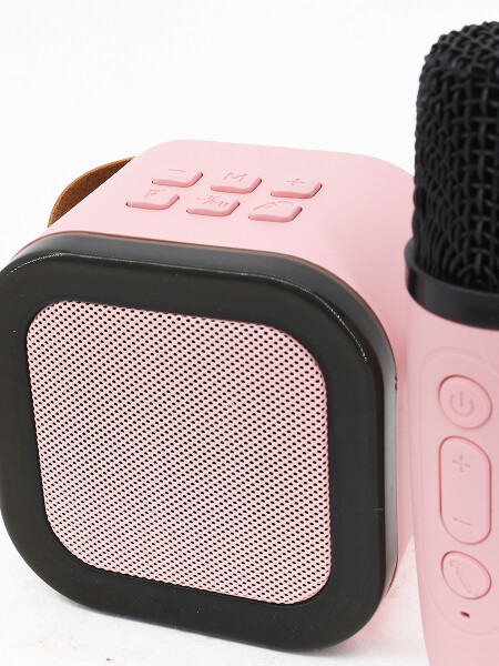 PARLANTE CON MICROFONO ROSADO