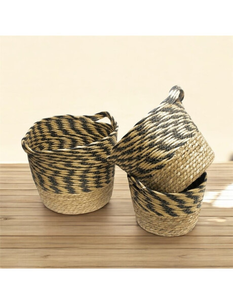 CESTO CON ASAS TEJIDO 30x26CM ZIGZAG NEGRO CESTO CON ASAS TEJIDO 30x26CM ZIGZAG NEGRO