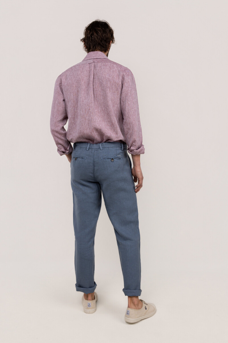 Pantalón Lino Azul Medio