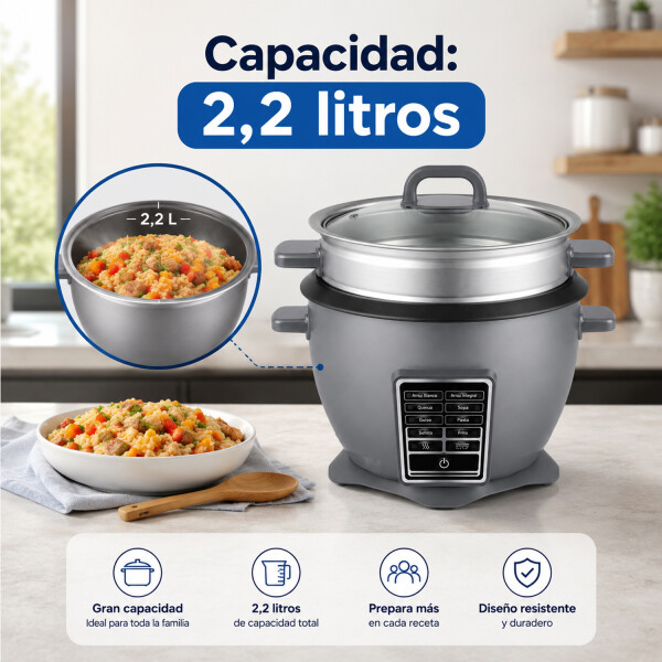 Arrocera Eléctrica Multifunción Kassel Ks-multi10 2.2l OLLA ARROCERA KASSEL KS- MULTI10