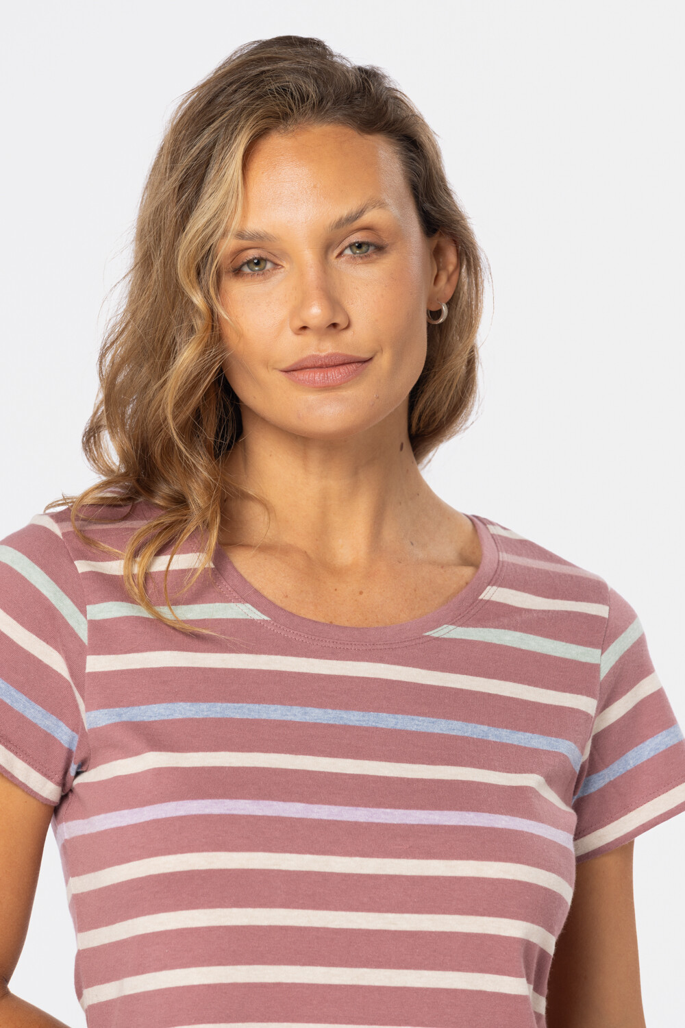 REMERA RAYADA Rosado