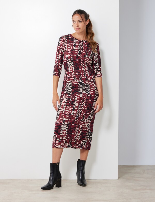 Vestido Maxi Print MULTI/BORDEAUX