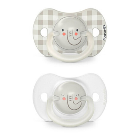Chupete Suavinex x2 de 6-18M Fisiológico SX PRO Brilla Noche Gris