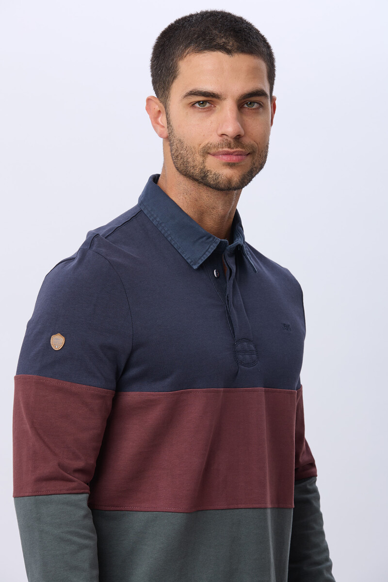 POLO RAYADA DE ALGODÓN - Azul 