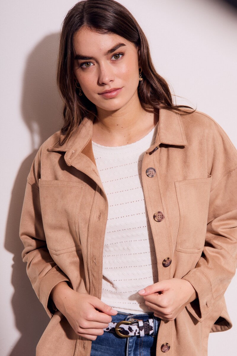 Sobrecamisa Gamuza Cuero Vegano Arena