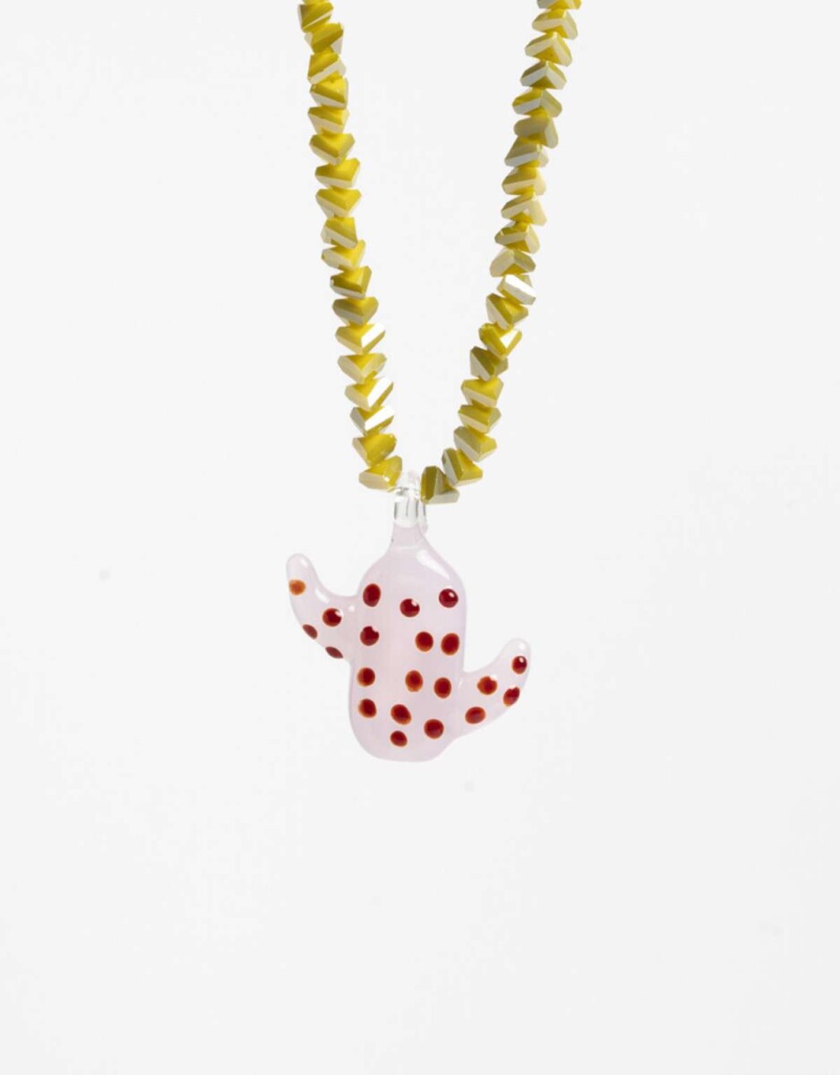 Collar Corto Beads Dije Cactus - Rosa Claro 