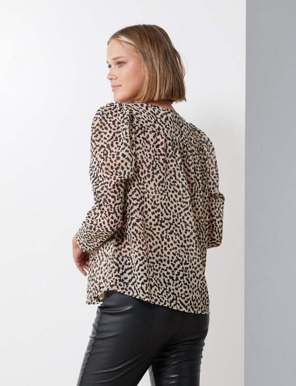 Blusa Gasa Estampada NEGRO/BEIGE