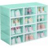 Caja Zapatos Zapatera Transparente Organizador Apilable Color Variante Verdeagua