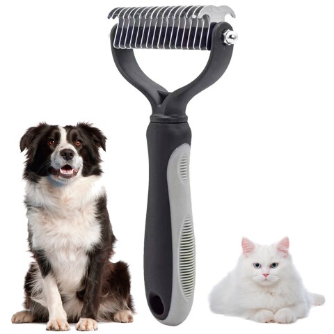 Cepillo Peine Deslanador Doble Pelo Mascotas Perros Gatos Variante Color Gris