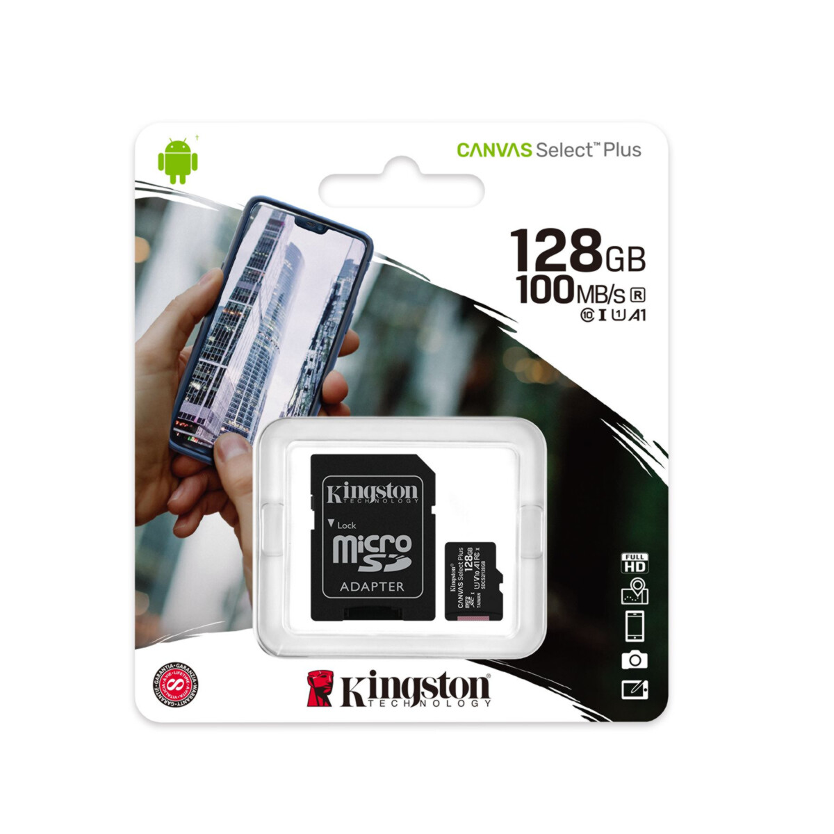 Memoria Micro SD 128GB Con Adaptador SD Kingston Canvas PLUS U1 Clase 10 