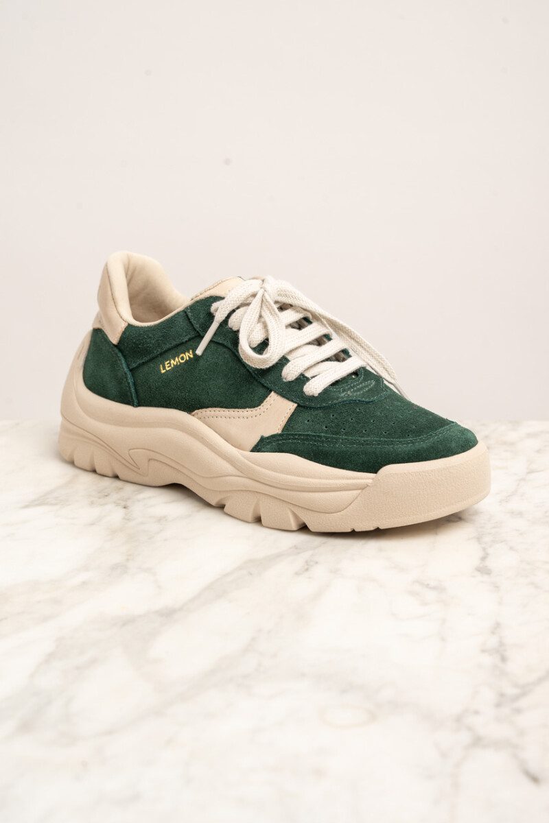 Zapatilla Gamuza Combinada Verde