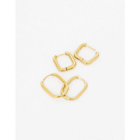 Set De Argollas Acero Dorado