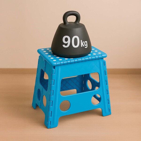 Banco Plegable Multiuso Resistente Banquito 32 Cm Alto 90 Kg Color Variante Azul