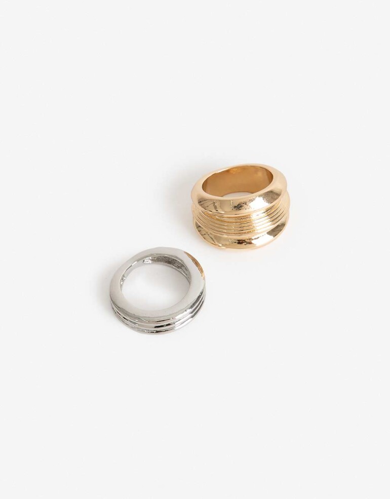 Sets Anillos Metal Anillo Set Metal. - Dorado