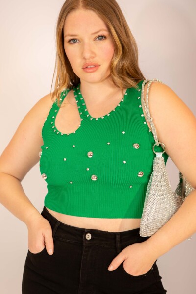 Top lanilla con strass Verde