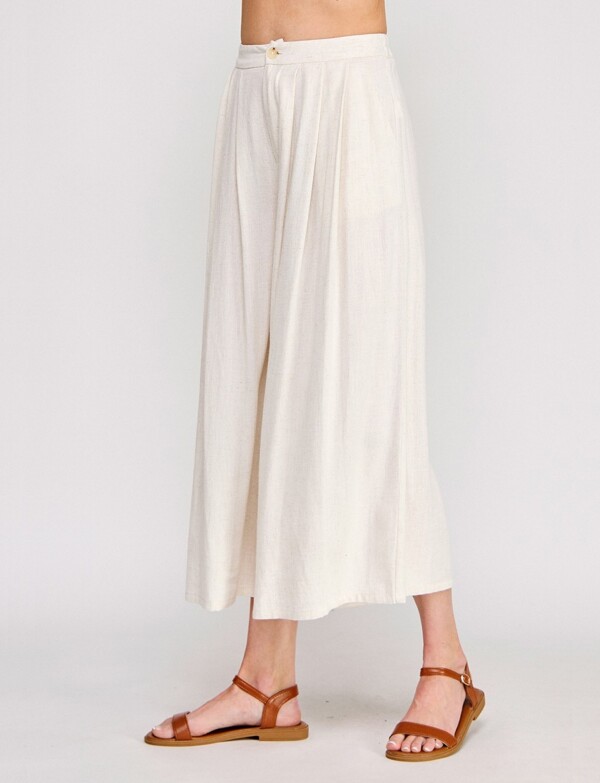 Pantalon Crop Lino BEIGE CLARO