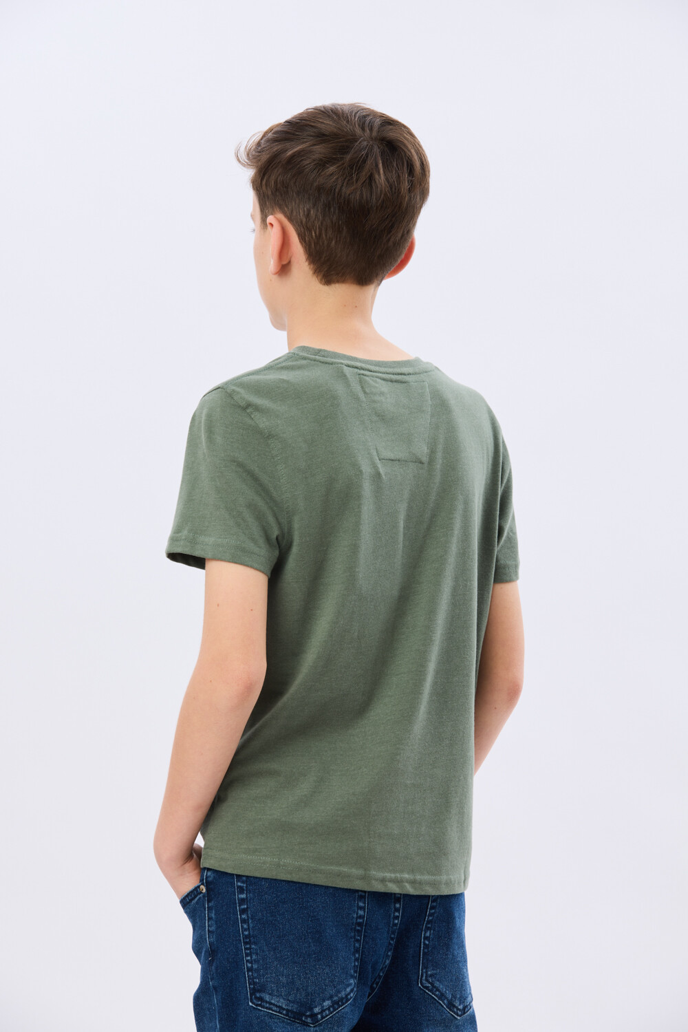 REMERA BÁSICA DE ALGODÓN Verde Melange