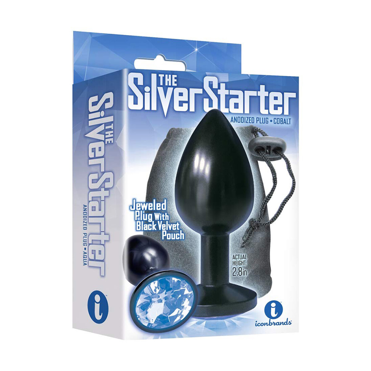 Silver Starter Jeweled Plug Negro - Cobalto 