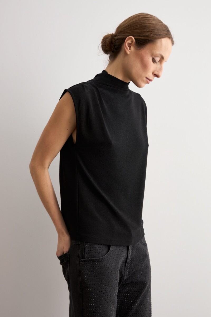 Blusa lurex con tablas negro
