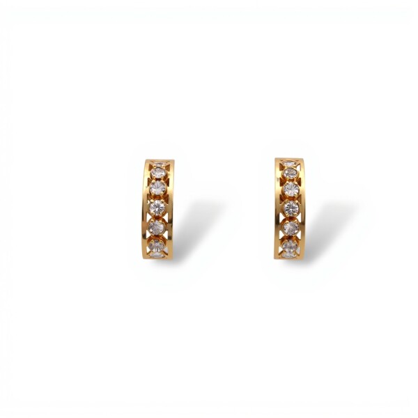 Caravanas Fila de oro- Oro bajo -Zirconia blanca - CA8283 conpiedra