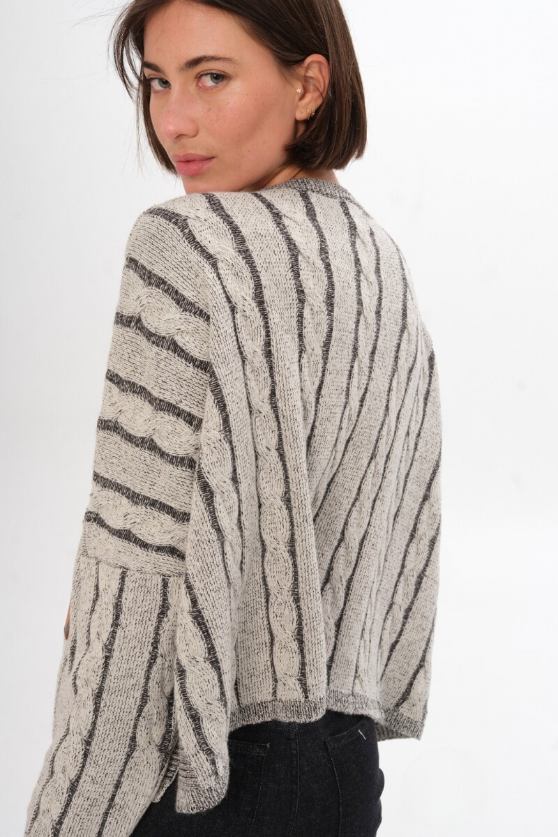 Sweater Oceano Crop Crudo/Negro