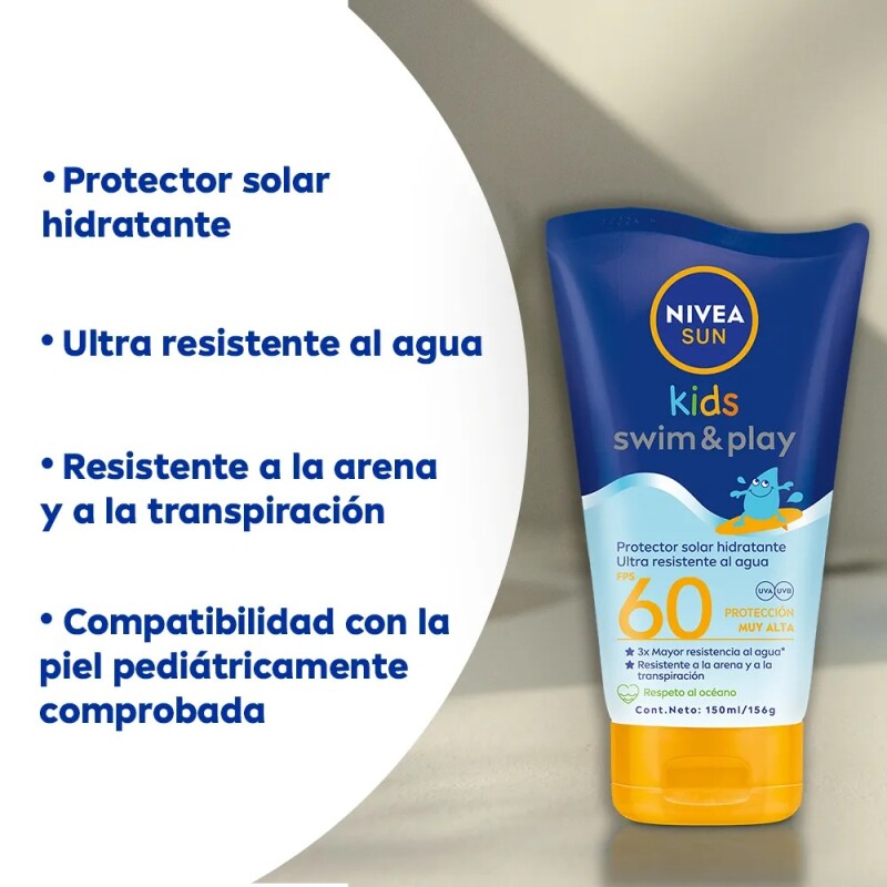 Protector Solar Nivea Kids Swim And Play Fps 60 150 Ml. Protector Solar Nivea Kids Swim And Play Fps 60 150 Ml.