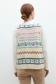 Chaleco con jacquard multicolor beige