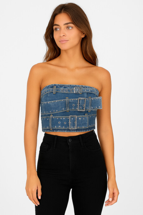 Tops Rinsel Azul Grisaceo