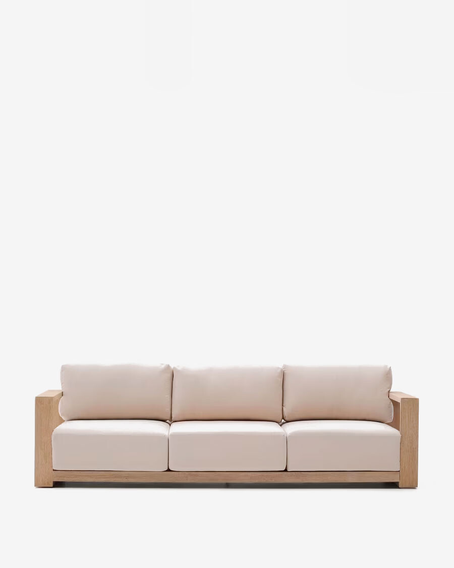 Sofá Ambra de 3 plazas de madera maciza de acacia con acabado claro 249 cm FSC 100% Sofá Ambra de 3 plazas de madera maciza de acacia con acabado claro 249 cm FSC 100%