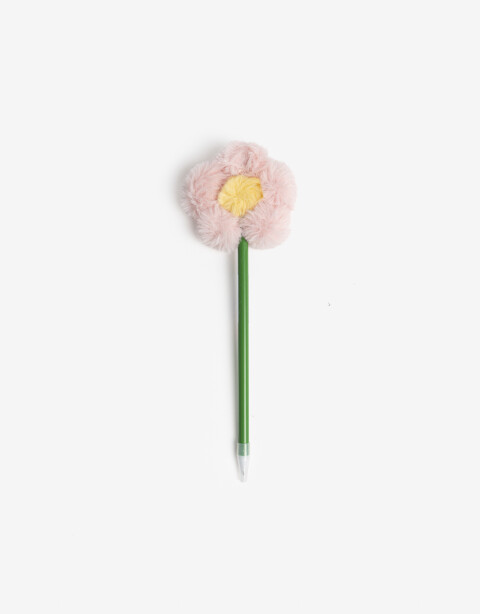 Lapices y Lapiceras Lapicera Con Flor De Peluche - Combinacion Tricolor