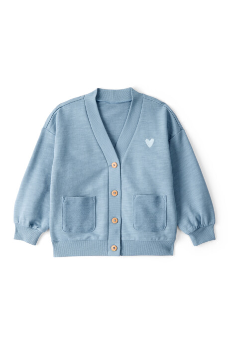 Saco de algodón, azul con bordado corazón Saco de algodón, azul con bordado corazón