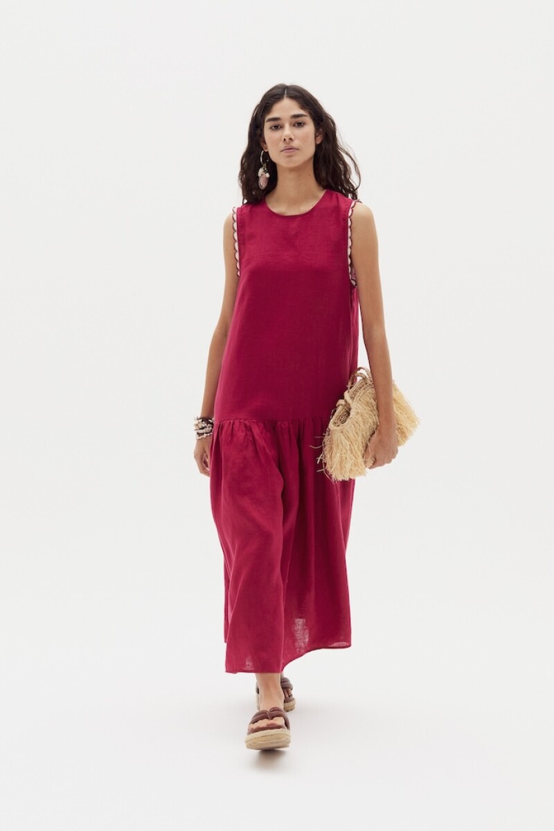 Vestido Cleo en Lino Cherry