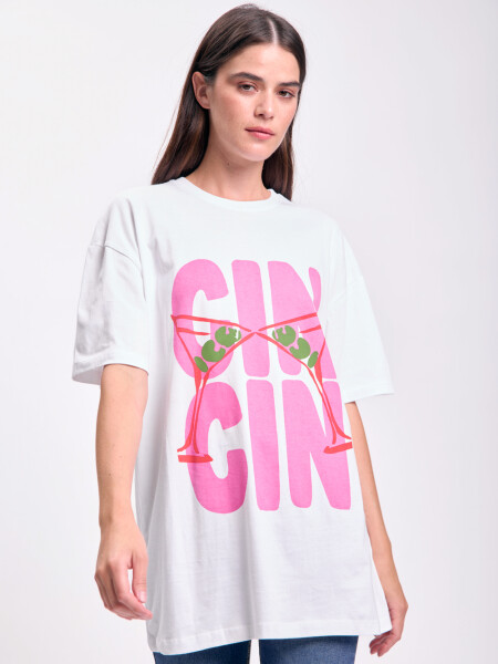 Remera oversize Estampa Flores Blanco