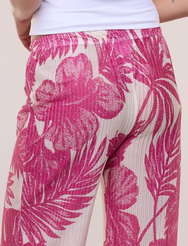 Palazzo De Punto Calado Estampado Botánico FUCSIA