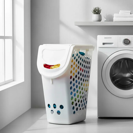 Cesto Canasto Ropa Anatomico Apilable Plastico Rimax Blanco