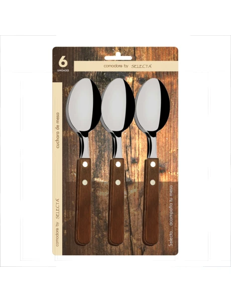 SET 6 PIEZAS CUCHARA DE MESA 1.2MM MANGO MADERA SET 6 PIEZAS CUCHARA DE MESA 1.2MM MANGO MADERA