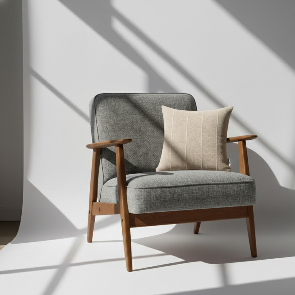 Funda de almohadón algodón 45x45cm - Rayas Greige 