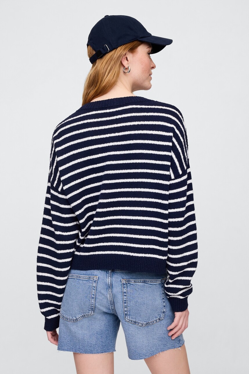 Buzo Algodòn Slub Mujer Navy Stripe