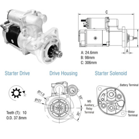 ARRANQUE - VW TRUKS 17210-260 D.REMY 29MT 24V10D 37.8MM ZM ARRANQUE - VW TRUKS 17210-260 D.REMY 29MT 24V10D 37.8MM ZM