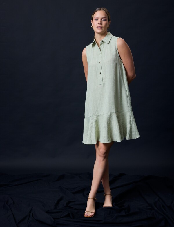 Vestido Escote Camisa VERDE